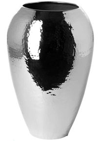 Dekovase Fink "MALANA", silber (silberfarben), H:26cm &Oslash;:17cm, Eisen, Vasen, Dekovase, geh&auml;mmert, Handarbeit, Unikatcharakter, vernickelt, wasserdicht