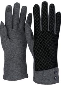 Baumwollhandschuhe styleBREAKER "Touchscreen Handschuhe mit weichem Riffel Muster", Damen, grau, Obermaterial: 70% Baumwolle CO. 30% Polyester PES., Modisch, Handschuhe Baumwollhandschuhe