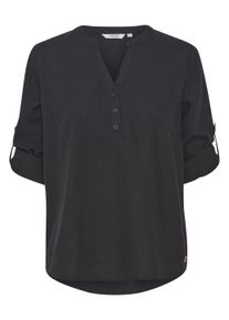 Langarmbluse oxmo "Langarmbluse OXAnja", Damen, Gr. 40, schwarz, Obermaterial: 55% Leinen LI. 45% Viskose CV., Blusen Langarmbluse