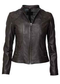 Lederjacke Mustang "Lederjacke Blanca", Damen, Gr. XS, braun (schwarz braun), Obermaterial: 100% Lammleder LEL. Futter: 100% Baumwolle CO., Jacken Lederjacke