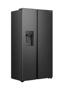 HISENSE Side-by-Side "RS5P528ST", Energieeffizienz: E, schwarz inox, B:91,1cm H:178,6cm T:61,5cm, K&uuml;hlschr&auml;nke, Wasser-& Eisspender, Side-by-Side