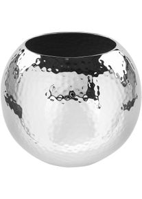 Dekovase Fink "MOON", silber (silberfarben), H:20cm &Oslash;:25cm, Eisen, Vasen, Dekovase, Kugelvase, Tischvase aus Metall, mit geh&auml;mmerter Struktur, H&ouml;he 20 cm