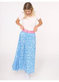 Maxirock Zwillingsherz "Leo Herzen", Damen, Gr. L/XL, blau, Web, Obermaterial: 100% Viskose, loose fit kn&ouml;chellang, R&ouml;cke Maxirock, Animal-Muster, kn&ouml;chellang, Gummizug, leicht