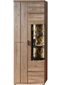 Vitrine Innostyle "Donna Vitrine, 75x207x42 (BxHxT)", wildeiche bianco, anthrazit, B:75cm H:207cm T:42cm, ABS-Kunststoff, Aluminium, Glas, Holzwerkstoff, Massivholz, Metall, Schr&auml;nke, Vitrine, Beleuchtung bestellbar, 3 t&uuml;rig, Echtkork Absetzung, L/R verwendbar