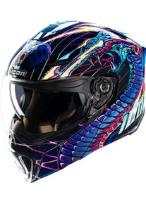 Icon Threshold Lazer Cobra, capacete modular , cor: Preto/Turquesa/Cor-De-Rosa , tamanho: 3XL