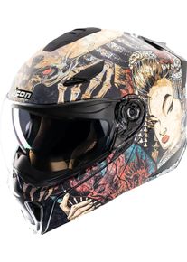 Icon Threshold Odokuro, capacete modular , cor: Preto/Bege/Vermelho , tamanho: XL