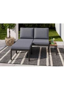 Ambia Garden Loungegarnitur, Naturfarben, Dunkelgrau, Metall, Kunststoff, Textil, 3-teilig, F&uuml;llung: Schaumstoff,Polyester, seitenverkehrt montierbar, 134x70x68 cm, wetterbest&auml;ndig, Gartenm&ouml;bel, Loungem&ouml;bel, Loungegarnituren