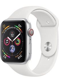 Apple Watch Series 4 (2018) | 44 mm | Aluminium | GPS + Cellular | silber | Sportarmband wei&szlig;