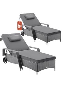 Casaria Polirattanowy leżak zestaw 2 szary/antracyt 193x90x43cm