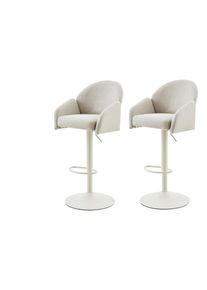 Mid.you , Beige , Metall, Textil , F&uuml;llung: Schaumstoff , 51.5x96-117x53 cm , Oeko-Tex&reg; Standard 100 , erweiterbar, Sitzfl&auml;che 360&deg; drehbar , Esszimmer, Barm&ouml;bel, Barhocker