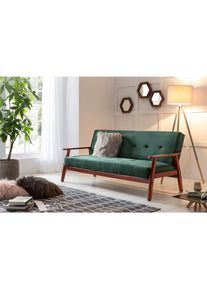 Livetastic , Gr&uuml;n, Kirschbaumfarben , Holz, Textil , Eukalyptusholz,Eukalyptusholz , massiv , 190x81x85 cm , Wohnzimmer, Sofas & Couches, Schlafsofas, Schlafsofas