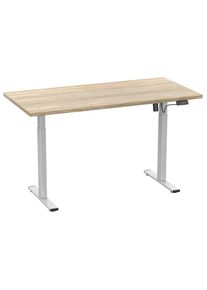 Mid.you , Silberfarben, Sonoma Eiche , Metall, Holzwerkstoff , rechteckig , 80x71x140 cm , h&ouml;henverstellbar , B&uuml;rom&ouml;bel, Schreibtische, H&ouml;henverstellbare Schreibtische