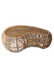Mid.you , Naturfarben , Holz , Rattan, Teakholz , massiv , Freiform , 80x45x120 cm , Wohnzimmer, Wohnzimmertische, Couchtische, Couchtische Holz