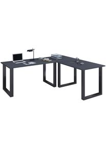 Mid.you , Anthrazit, Schwarz , Metall, Holzwerkstoff , 160x80x220 cm , seitenverkehrt montierbar , B&uuml;rom&ouml;bel, Schreibtische, Eckschreibtische