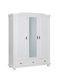 Livetastic , Wei&szlig; , Holz , Kiefer , massiv , 4 F&auml;cher , 3 Schublade(n) Schubladen , 150x198x56 cm , Schlafzimmer, Kleiderschr&auml;nke, Dreht&uuml;renschr&auml;nke