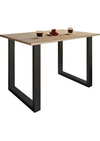 Mid.you , Schwarz, Sonoma Eiche , Holzwerkstoff, Metall , rechteckig , 80x76x140 cm , Esszimmer, Esszimmertische, Esstische