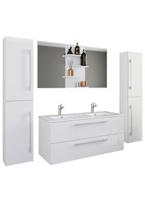 Mid.you , Wei&szlig; , Holzwerkstoff , 4 F&auml;cher , 2 Schublade(n),2 Schublade(n) Schubladen , 178 cm , h&auml;ngend , Badezimmer, Badm&ouml;bel-Sets & -Serien, Badm&ouml;bel-Sets