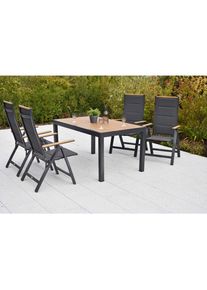 Gardenson , Graphitfarben, Grau, Naturfarben , Metall, Kunststoff, Textil , rechteckig , St&uuml;hle klappbar, R&uuml;ckenlehne mehrfach verstellbar , Gartenm&ouml;bel, Gartenm&ouml;bel-Sets, Gartengarnituren