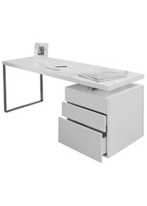 Livetastic , Wei&szlig; Hochglanz , Holzwerkstoff , 3 Schublade(n) Schubladen , rechteckig , 70x76x160 cm , Stauraum , B&uuml;rom&ouml;bel, Schreibtische, Schreibtische