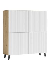 P & B , Wei&szlig;, Eiche Artisan , Holzwerkstoff , 8 F&auml;cher , 120x130x39 cm , FSC , stehend , Kleinm&ouml;bel, Kommoden, Highboards