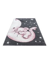 Ayyildiz Kinderteppich Kids Grau/Wei&szlig;/Pink ca. 80x150cm