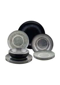 Tafelservice Batik Schwarz, 12-teilig