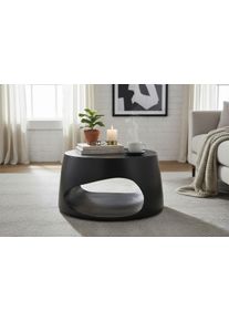 Couchtisch Sit, schwarz, B:75cm H:38cm T:75cm, Mango massiv, Tische, Couchtisch, mit offenem Ablagefach