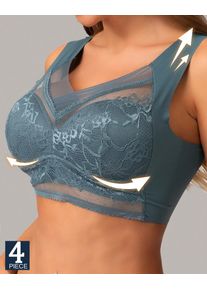 4Pcs Plus Size Women Seamless Bra Crop Top Set - Push Up Wireless Bralette with Lace Sexy Sports Lingerie Comfortable Underwear