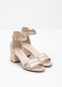 Sandalettes &agrave; talon carr&eacute; - or - taille 38 - bonprix