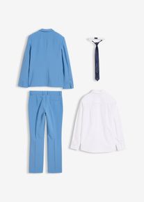 Costume 4 pi&egrave;ces avec chemise et cravate - bleu - taille 164 avec coton - bonprix