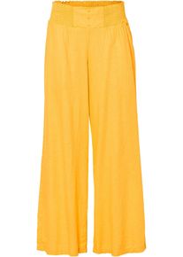 Pantalon large et l&eacute;ger &agrave; pinces en lin m&eacute;lang&eacute; - jaune - taille 56 - lin,viscose - bonprix