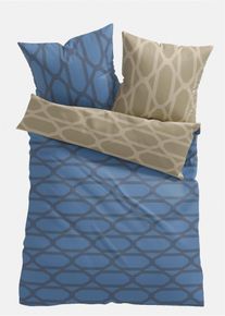Parure de lit r&eacute;versible en coton m&eacute;lang&eacute; - bleu - taille 135x200 cm avec coton - bonprix
