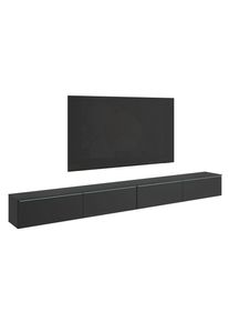 P & B , Schwarz , Holzwerkstoff , 300x32x33 cm , stehend, h&auml;ngend , Wohnzimmer, TV-M&ouml;bel, TV- & Lowboards