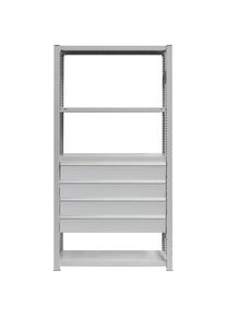 Schubladen-Set, 4 Schubladen, pulverbeschichtet, BxT 1000 x 400 mm, Traglast 50 kg, Einbauh&ouml;he 650 mm eurokraft pro