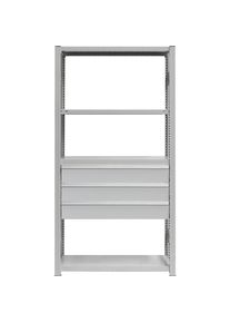 eurokraft pro Ladenset, 3 laden, met poedercoating, b x d 750 x 400 mm, draagvermogen 50 kg, inbouwhoogte 500 mm