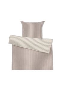 Tchibo - Pościel flanelowa, w paski, szarobrązowa, rozmiar niestandardowy