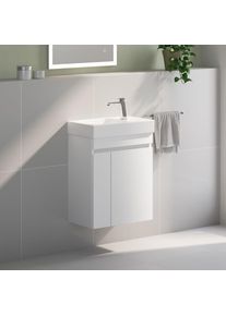 Geberit iCon Lave-mains avec meuble bas evineo ineo5 evo l: 53 cm, 2 portes, avec poign&eacute;e encastr&eacute;e,, 124053000+BE0974WM,