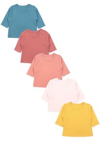 Langarmshirt TUPTAM "Shirt Baby M&auml;dchen Langarmshirt 5er Set", M&auml;dchen, Gr. 86, beige (braun_pink_blau_gelb), Obermaterial: 100% Baumwolle CO., Shirts Langarmshirt