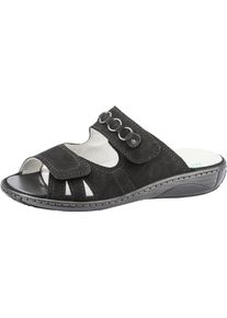 Waldl&auml;ufer Pantolette WALDL&Auml;UFER "GARDA", Damen, Gr. 9,5 (44), schwarz, Nubukleder, unifarben, Schuhe Pantolette, Keilabsatz, Sommerschuh, Schlappen mit Schmuckapplikation, Weite G