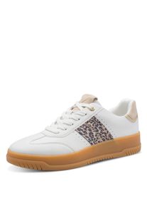 Plateausneaker Marco Tozzi, Damen, Gr. 39, Textil, wei&szlig;, leo, Lederimitat, Textil, unifarben mit Farbeins&auml;tzen, Schuhe Plateausneaker, Freizeitschuh, Halbschuh, Schn&uuml;rer mit Feel Me-Ausstattung