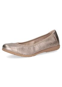 Ballerina Caprice, Damen, Gr. 42, taupe, metallic, Leder, metallic, Schuhe Ballerina, Slipper, Bequemschuh, Schlupfschuh mit Perforation