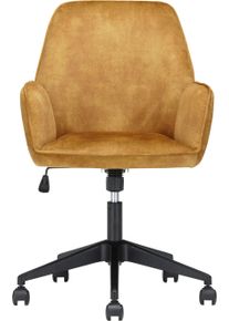 Schreibtischstuhl MCA furniture "O-Ottawa", gelb (curry, schwarz), B:59cm H:88cm T:65cm, Polyester, St&uuml;hle, Schreibtischstuhl, Velvet, B&uuml;rostuhl mit Komfortsitzh&ouml;he stufenlos verstellbar