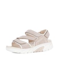 Sandalette ROLLINGSOFT, Damen, Gr. 35, beige, Textil, Veloursleder, Schuhe Sandalette, Keilabsatz, Riemchensandale mit Lochmuster und Ziern&auml;hten, G-Weite