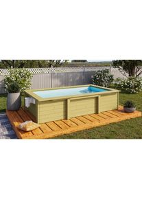 Rechteckpool Karibu "Triton L 181,5 x B 305 x H 69 cm", braun, B:305cm H:69cm L:181,5cm &Oslash;:342,5cm, Schwimmbecken, Rechteckpool, kesseldruckimpr&auml;gniert