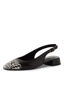 Slingpumps Tamaris, Damen, Gr. 36, Textil, schwarz-wei&szlig; (schwarz), Leder, Lederimitat, unifarben mit Farbeinsatz, Schuhe Slingpumps, Blockabsatz, Businessschuh mit verstellbarem Riemchen