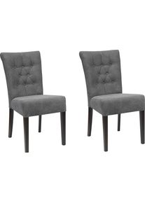 Esszimmerstuhl Home Affaire "Queen", blau (blaugrau, wenge), B:46cm H:93cm T:64cm, Polyester, St&uuml;hle, Esszimmerstuhl, Polsterstuhl mit Knopfheftung, 2er, 4er oder 6er Set