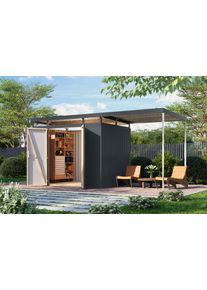 Ger&auml;tehaus Karibu "Titanium 3 SET mit Anbaudach", anthrazit, Ger&auml;teh&auml;user, Metall, Ger&auml;tehaus