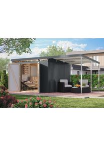 Ger&auml;tehaus Karibu "Argonium 3,5 SET mit Anbaudach", anthrazit, Ger&auml;teh&auml;user, Metall, Ger&auml;tehaus