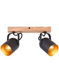 Brilliant Deckenstrahler "Tronte", schwarz (goldfarben, schwarz, holz), 2, H: 17,5cm, 1 Stk., Leuchten, 2 flammig - Retro- schwenkbar- dimmbar - 38cm Breite - E14 Fassung, Deckenstrahler