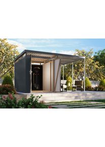 Ger&auml;tehaus Karibu "Titanium 2,5 SET mit Anbaudach", anthrazit, Ger&auml;teh&auml;user, Metall, Ger&auml;tehaus